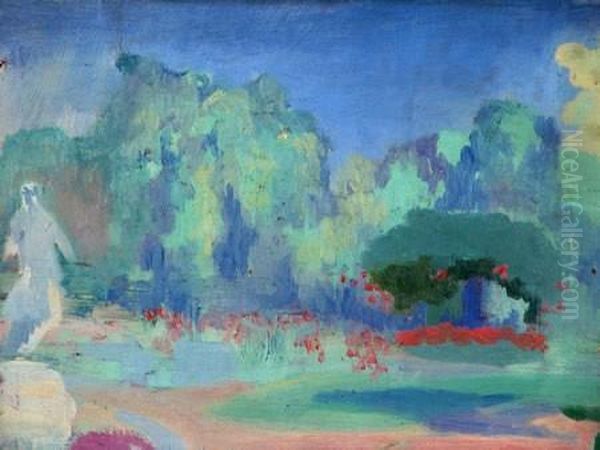 El Parque Oil Painting by Miguel Burgoa Videla