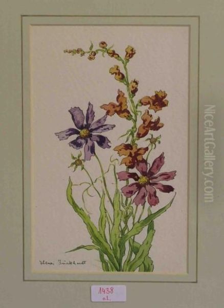 Blumenaquarell Mit Zinien Oil Painting by Hedwig Burkhardt