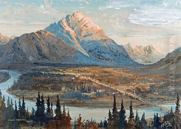 Cascade Mountain Banff Oil Painting by Henry Burton