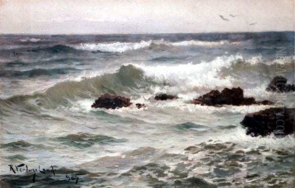 Paisaje de Vichy (Rio Alier) Oil Painting by Ricardo Verdugo Landi