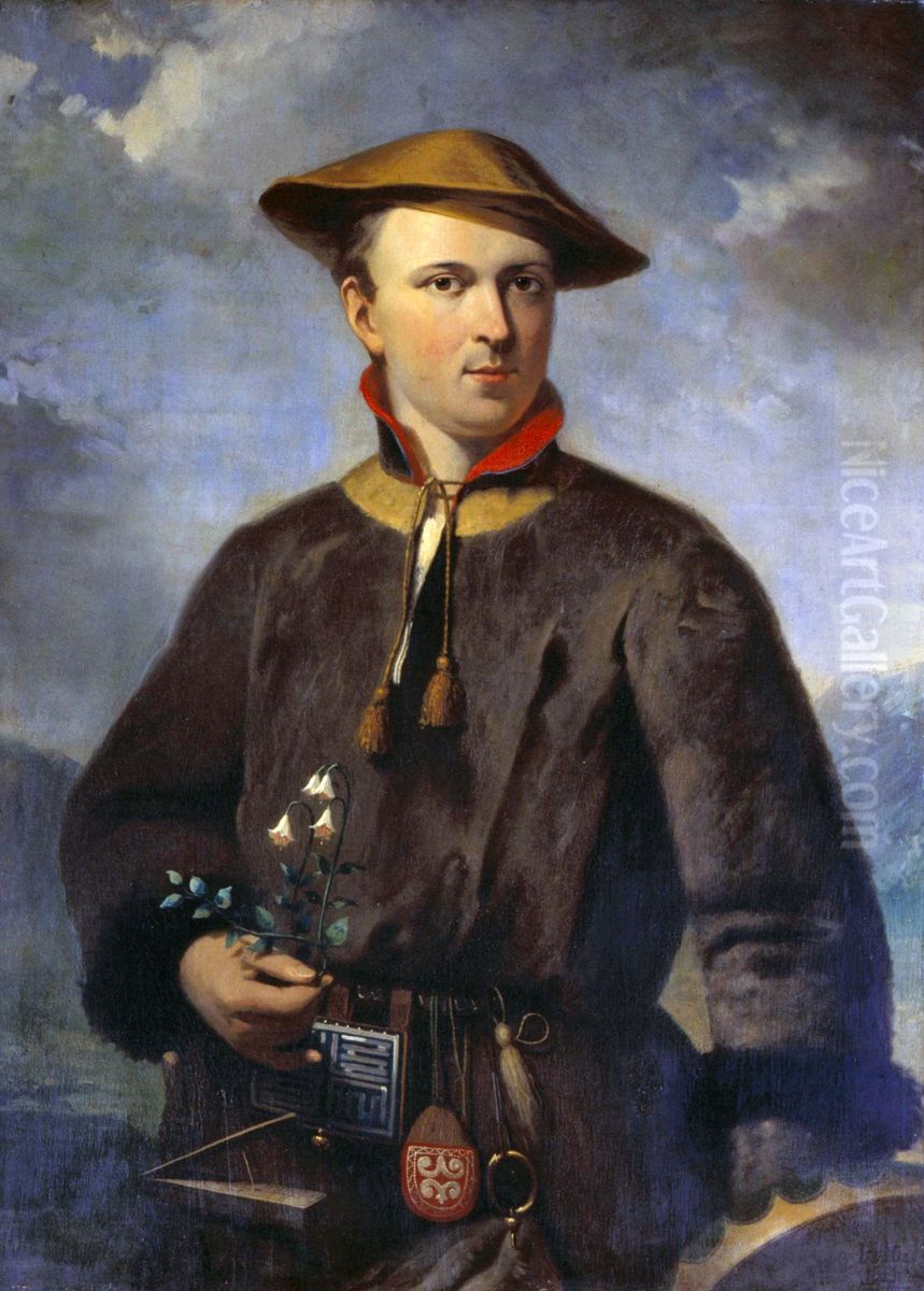 Carolus Linnaeusin Laponian costume Oil Painting by Hendrik Hollander