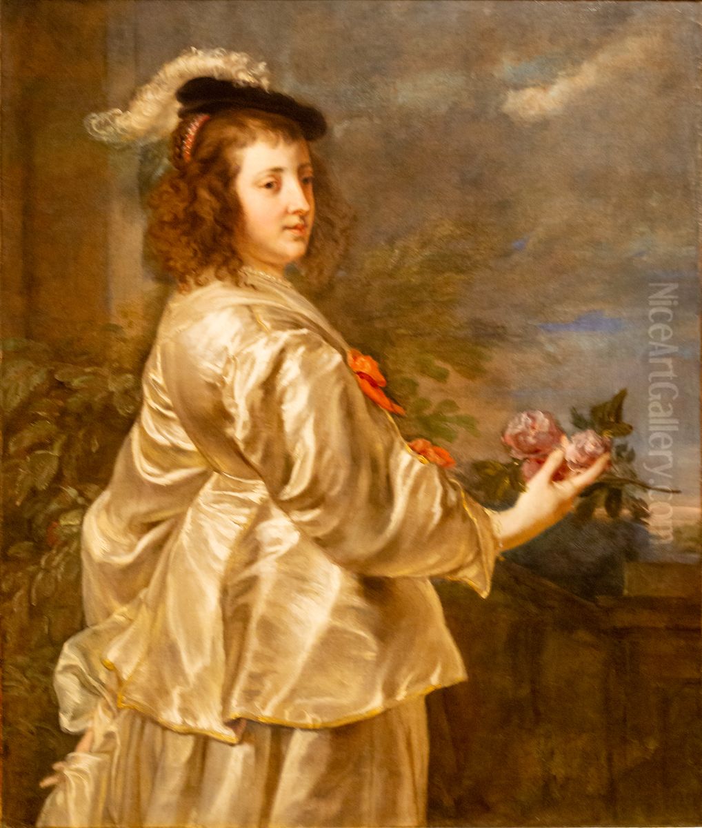 Junge Frau im Seidenkleid Oil Painting by Jan Boeckhorst