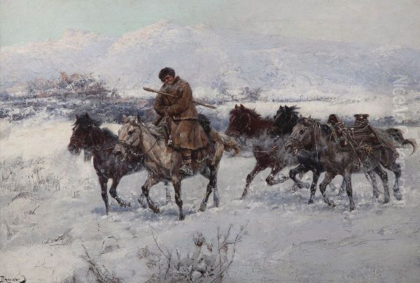 The return from the Market Oil Painting by Jaroslav Vesin