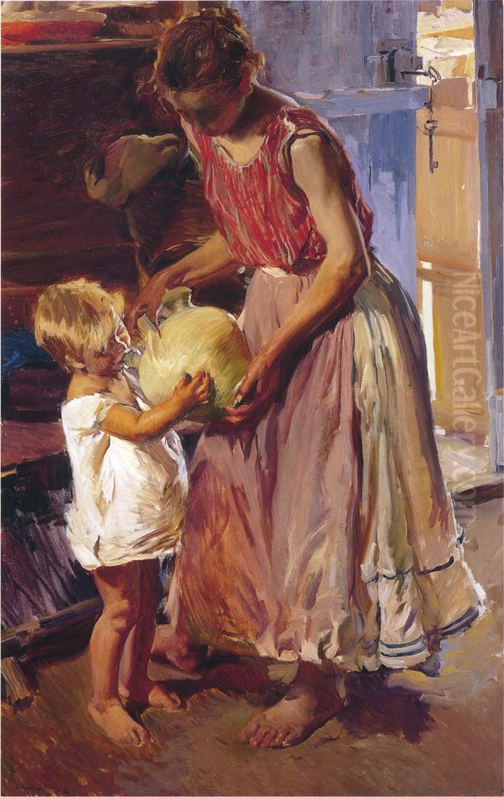 The drinking jug Oil Painting by Joaquin Sorolla