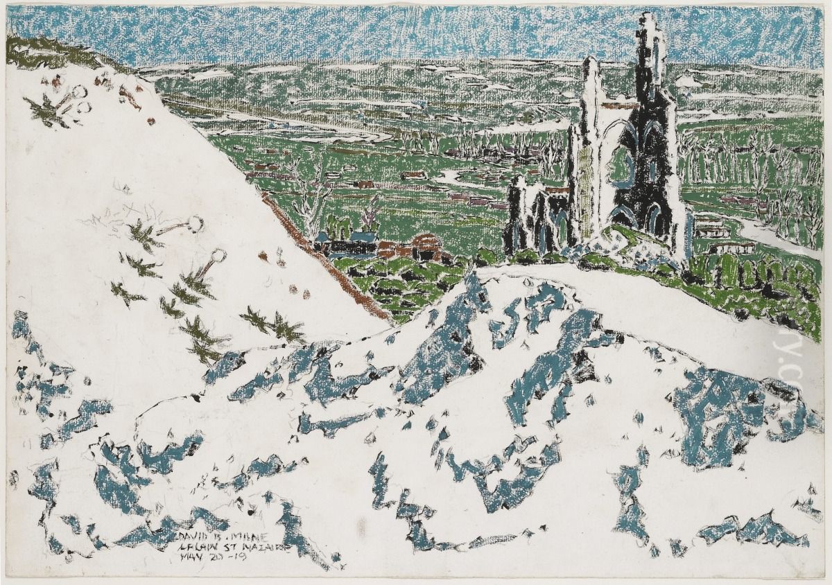 Ablain-Saint-Nazaire Church from Lorette Ridge Looking toward Souchez and Vimy Oil Painting by David Milne