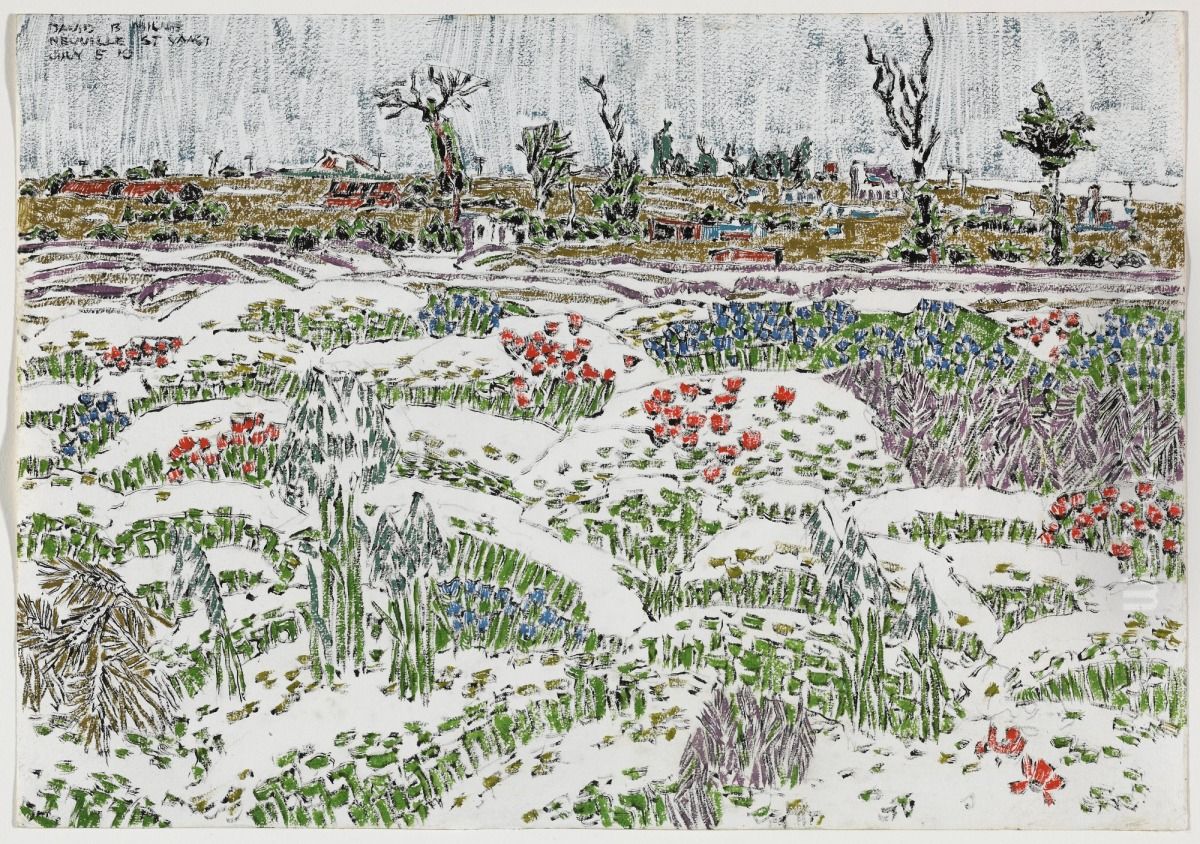 Neuville St. Vaast from the Poppy Fields Oil Painting by David Milne