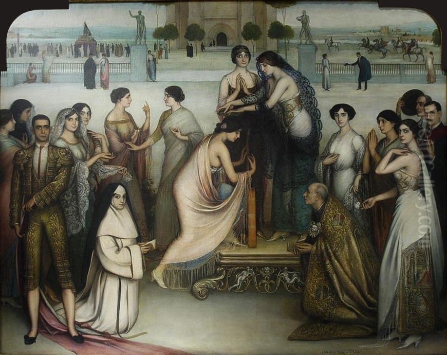 The consecration of the couple Oil Painting by Julio Romero De Torres