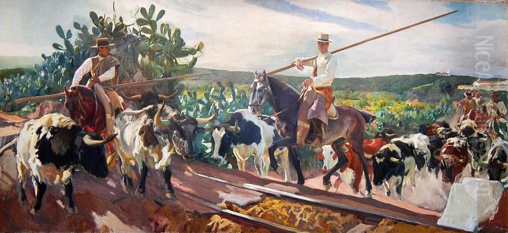 Andalucia, El Encierro Oil Painting by Joaquin Sorolla