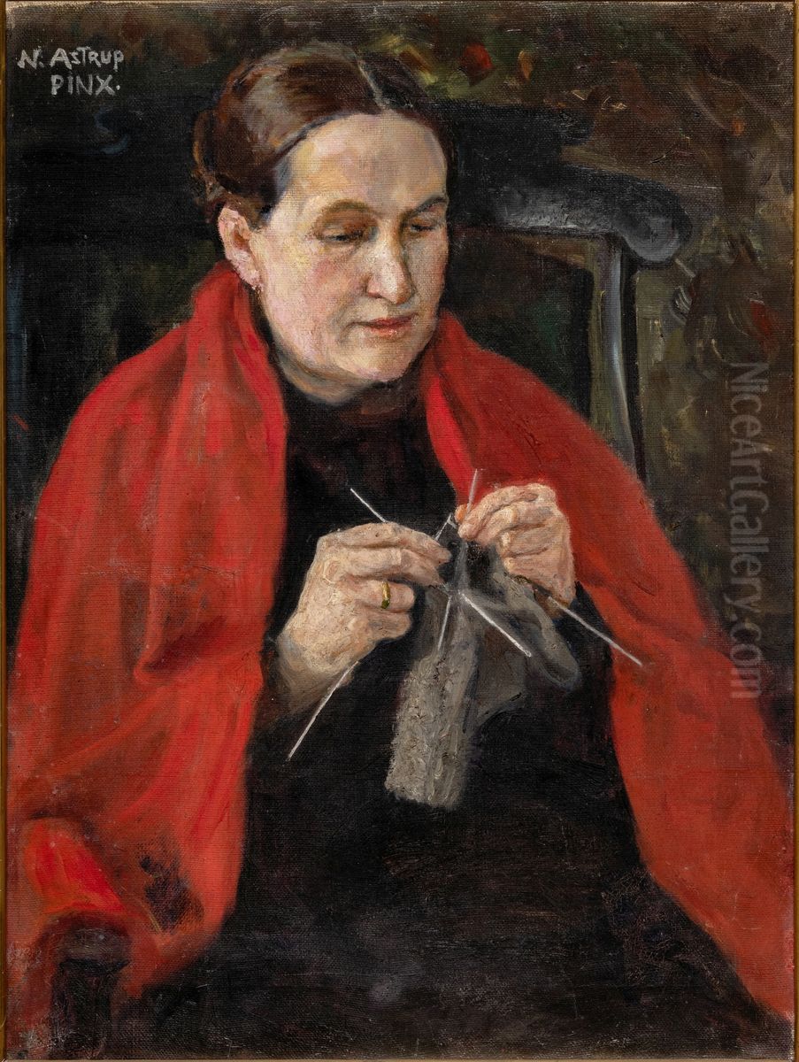 Kunstnerens mor Oil Painting by Nikolai Astrup