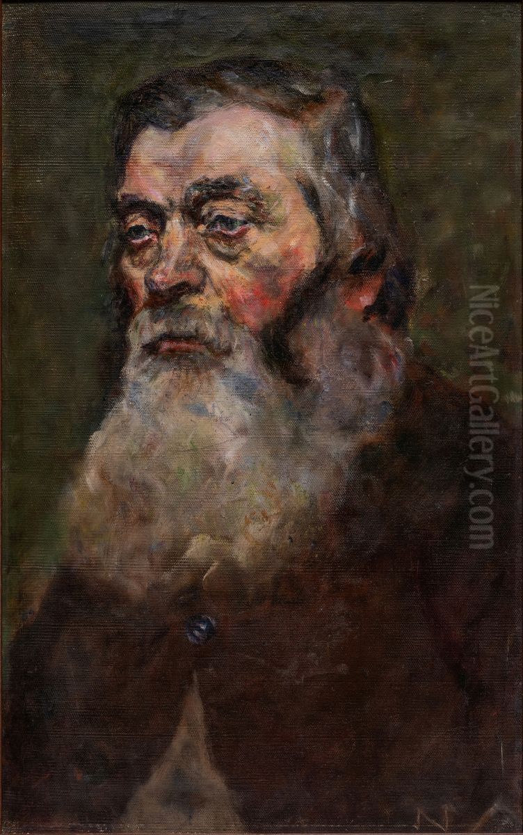 Old Man with Beard Oil Painting by Nikolai Astrup