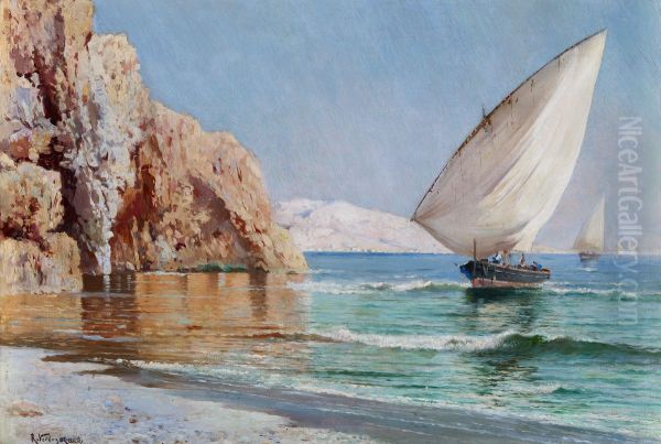 Boats Arriving Oil Painting by Ricardo Verdugo Landi