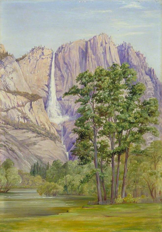 The Yosemite Waterfall, California Oil Painting by Marianne North