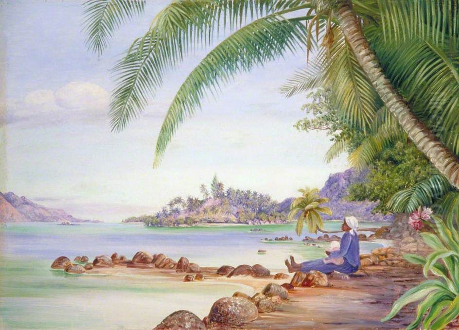 View of Round Island and a Part of St Anne's from Quarantine Island Oil Painting by Marianne North
