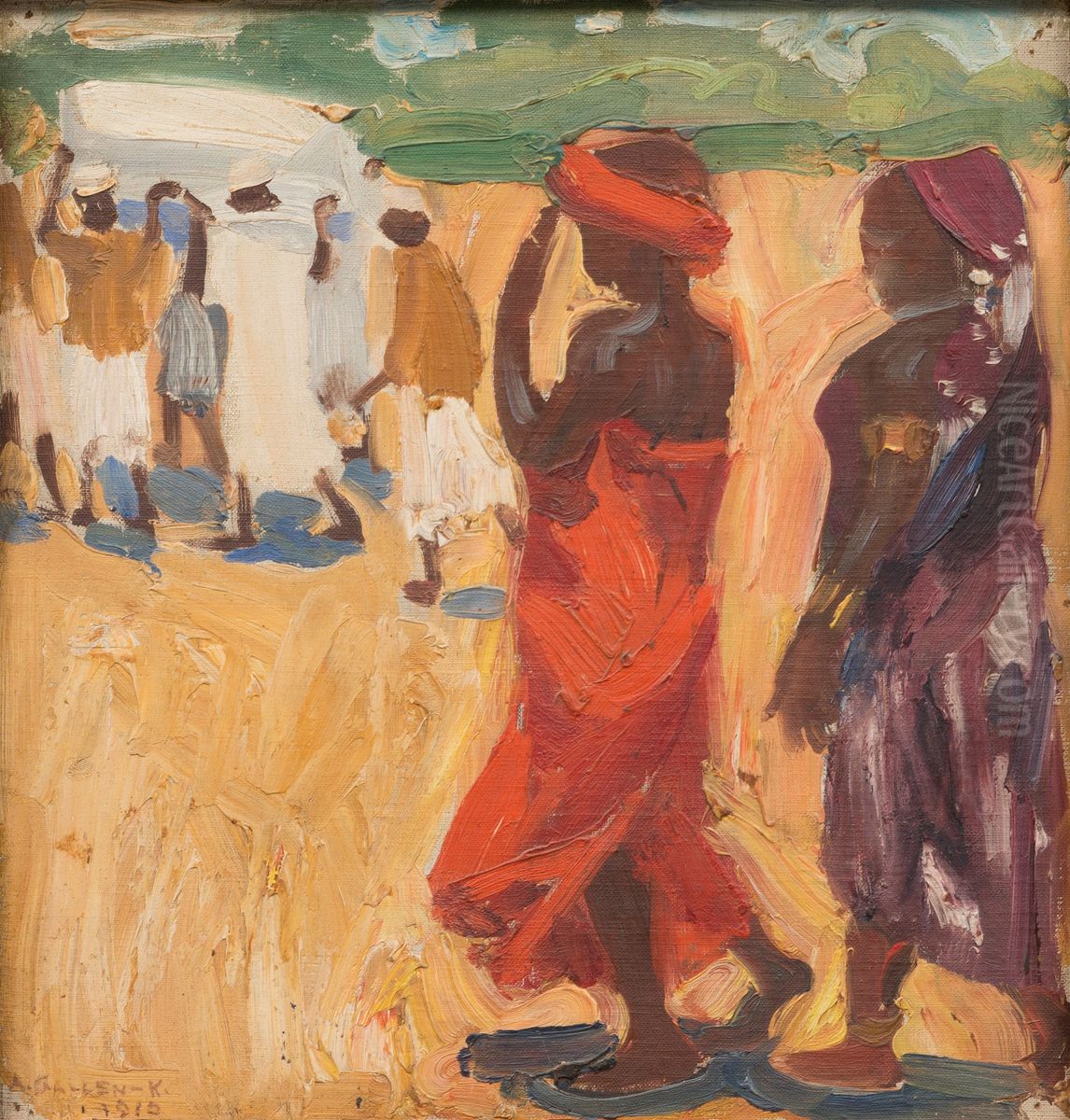 Funeral Oil Painting by Akseli Valdemar Gallen-Kallela