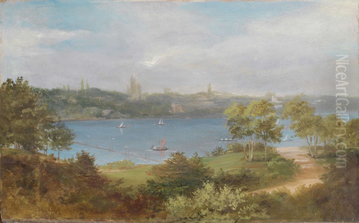 View of the Hamburg Outer Alster Oil Painting by Caroline von der Embde