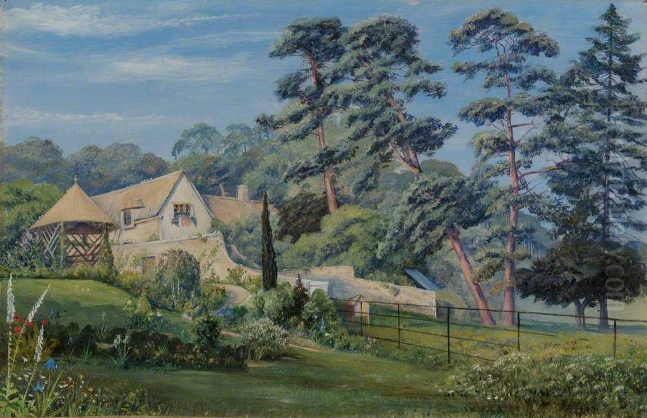 View of Alderley with Summerhouse on the Left Oil Painting by Marianne North