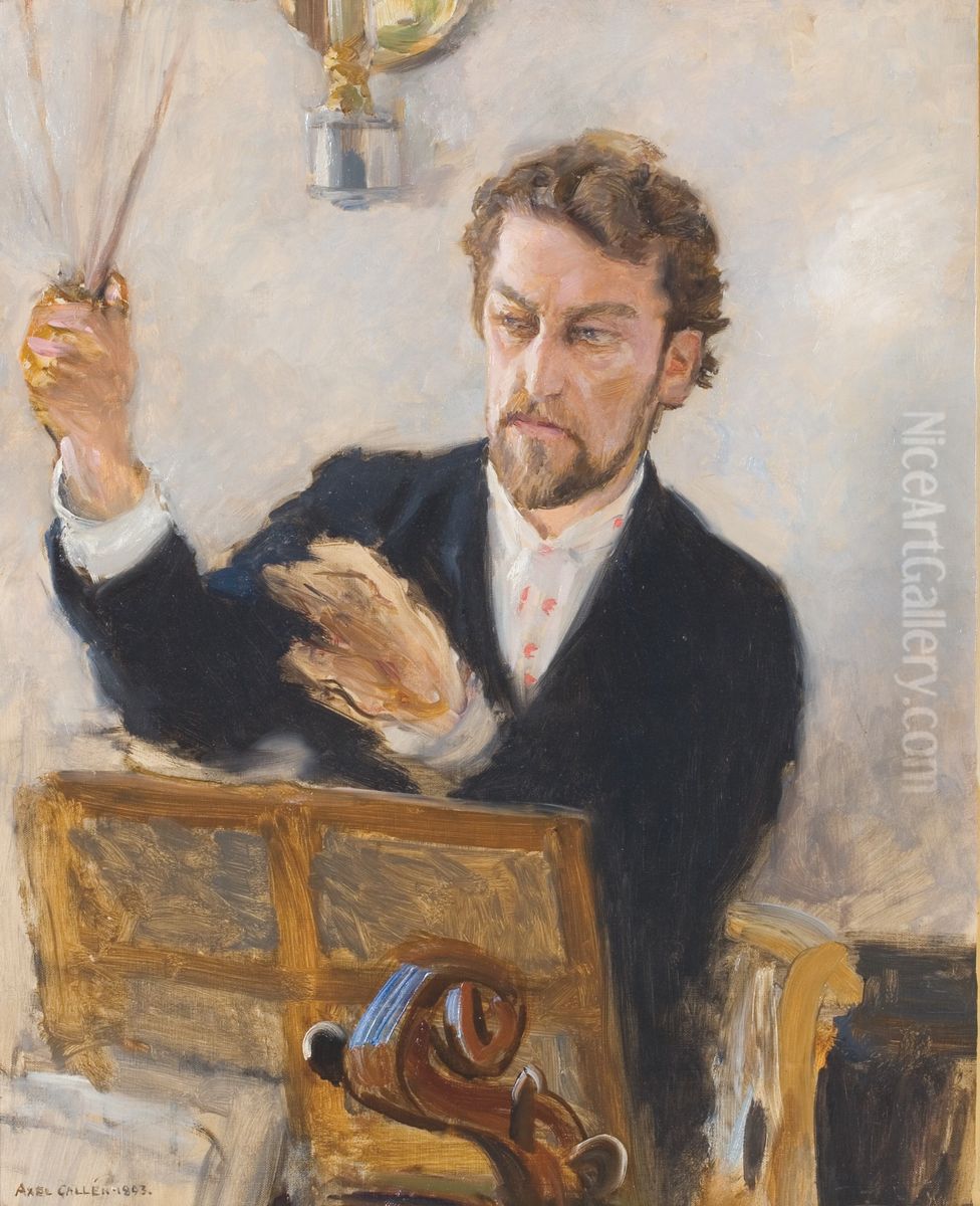 Robert Kajanus johtamassa orkesteria, luonnos Oil Painting by Akseli Valdemar Gallen-Kallela
