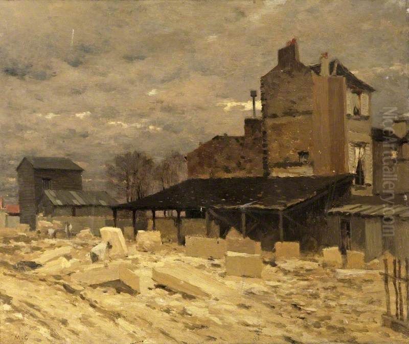 Stone Yard Oil Painting by Marie, Nee Guillet Cazin