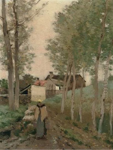 Dairymaid on the Way Home Oil Painting by Marie Cazin