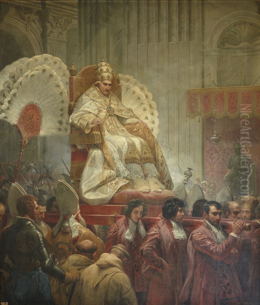 Pie VIII porte dans la basilique de Saint-Pierre a Rome Oil Painting by Horace Vernet