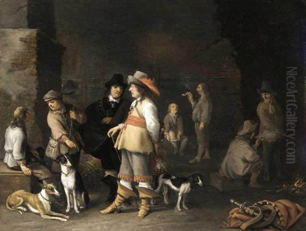 Guardroom Interior Oil Painting by Anthonie Palamedesz.
