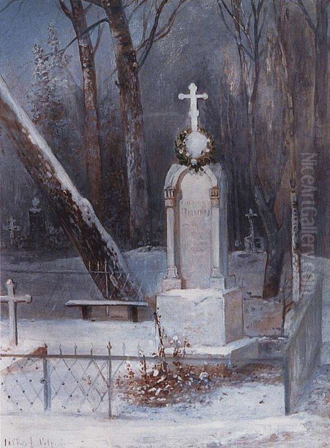 Grave Oil Painting by Alexei Kondratievich Savrasov