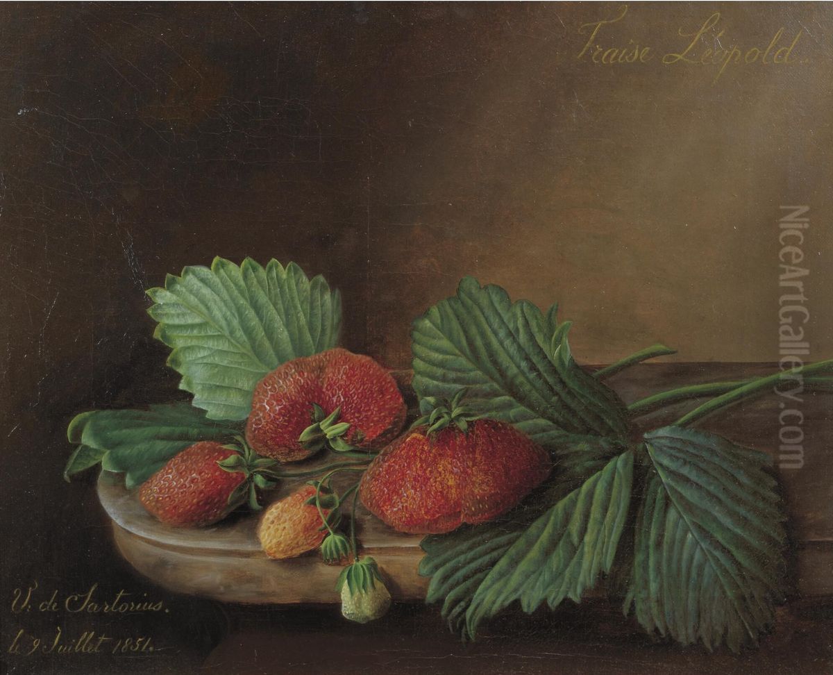 Strawberries on a Ledge Oil Painting by Virginie Sartorius