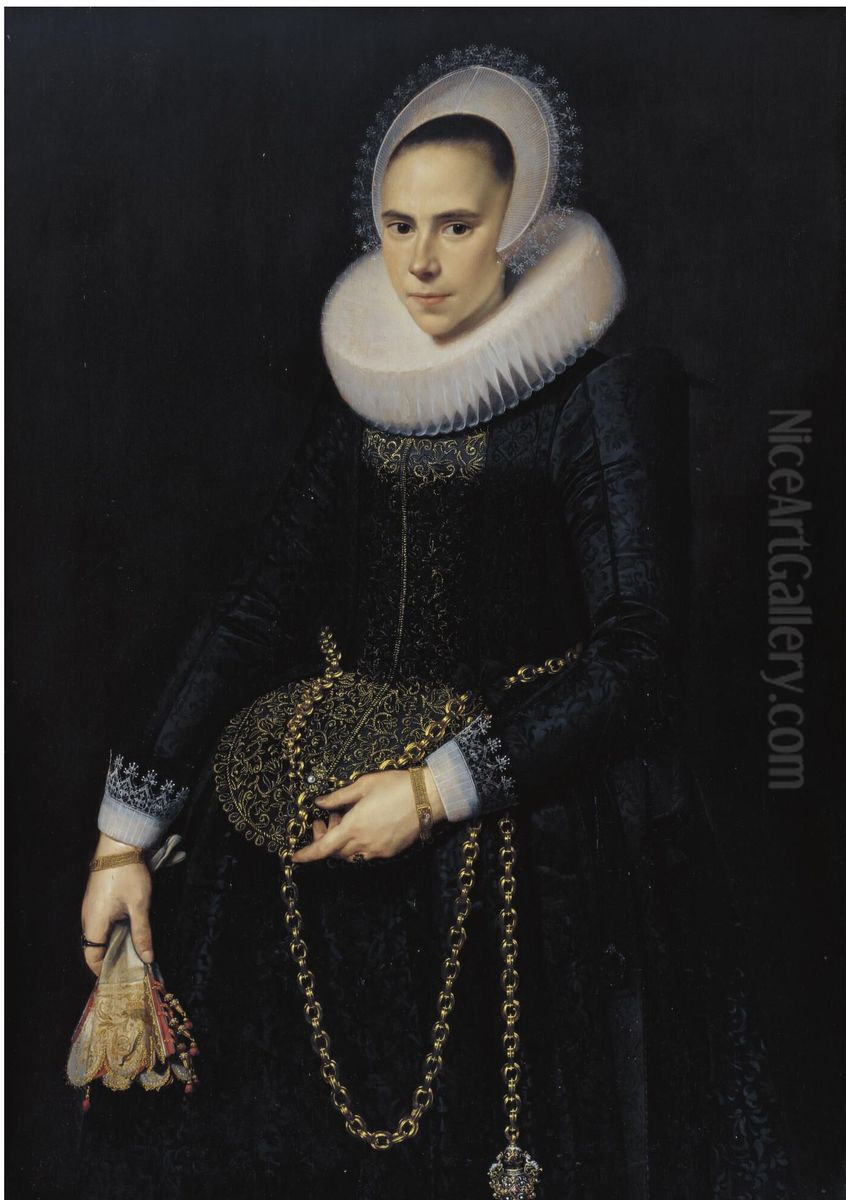 Portrait of een 24-jarige vrouw Oil Painting by Cornelis van der Voort
