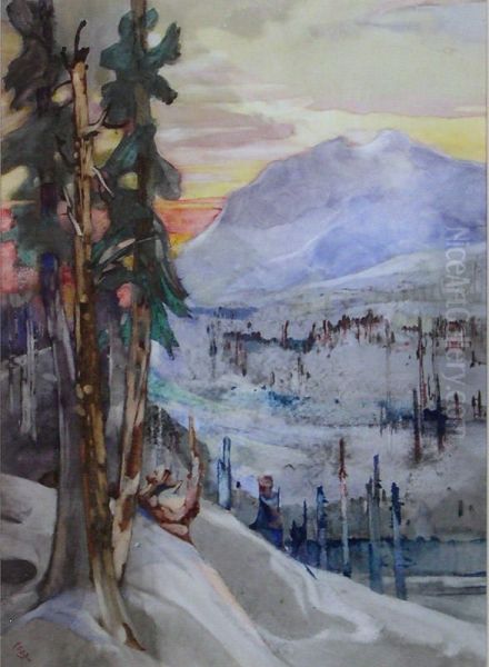 Winter in the Rockies Oil Painting by Charles John Collings