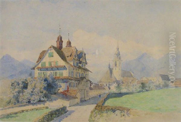 Swiss Scene Oil Painting by James Crowe Richmond