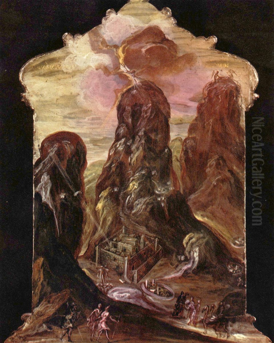 Polyptychon der d'Este, Szene: Berg Sinai Oil Painting by El Greco