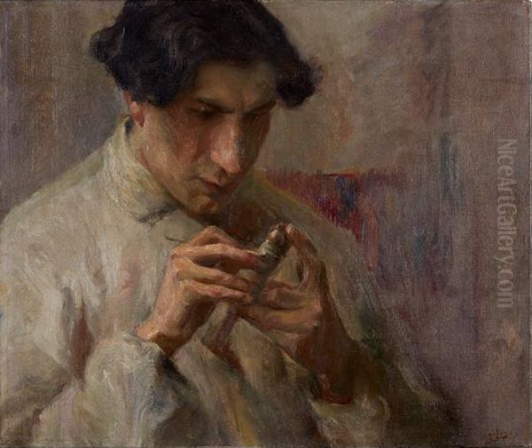 O cinzelador Oil Painting by Adriano de Sousa Lopes