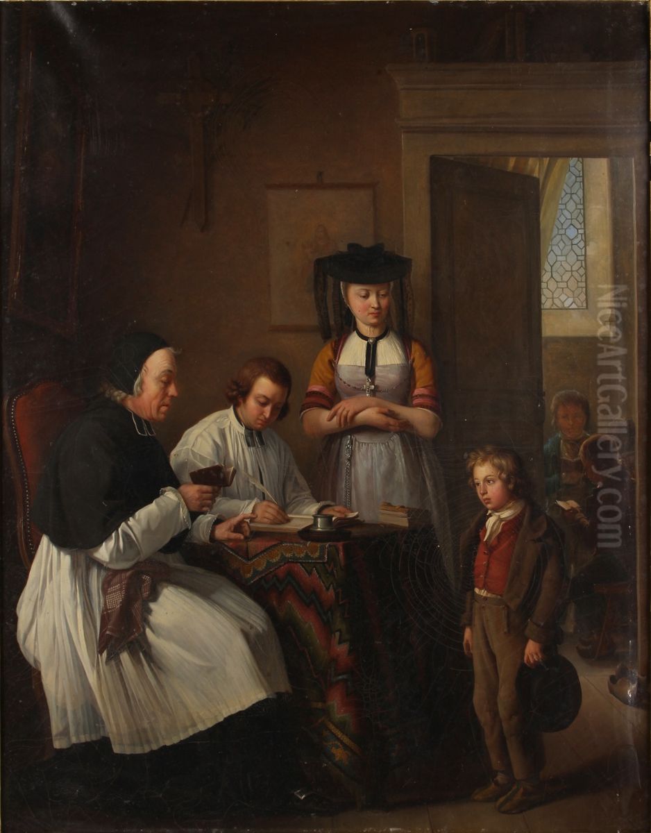 The Oral Exam Oil Painting by Marie-Antoinette Petit-Jean