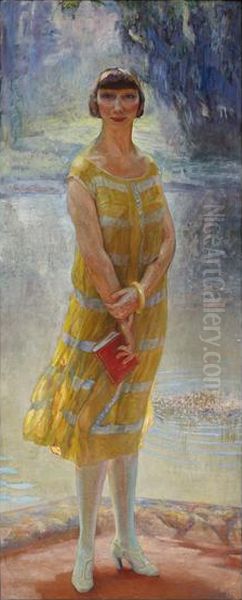At the park by Adriano de Sousa Lopes Oil Painting by Adriano de Sousa Lopes