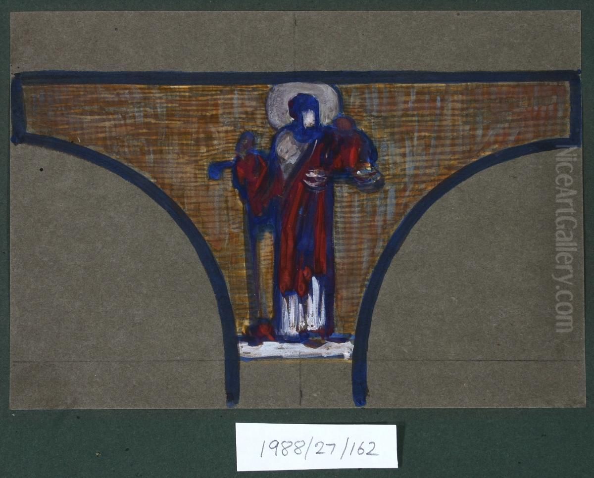 Untitled (Saint with halo and sword) Oil Painting by Vivian Smith