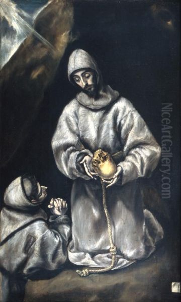 Hl. Franziskus und Bruder Leo, uber den Tod meditierend Oil Painting by El Greco