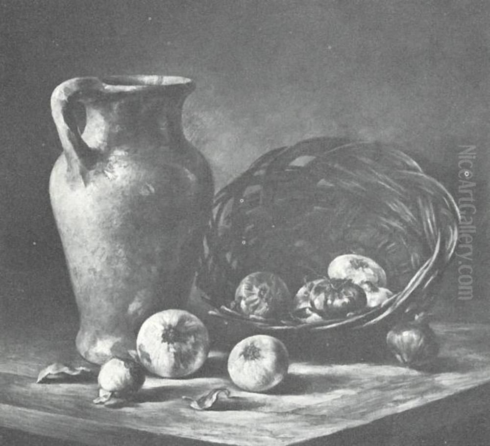 Pitcher with onions Oil Painting by Piet Mondrian Pitcher with onions Oil Painting by Piet Mondrian