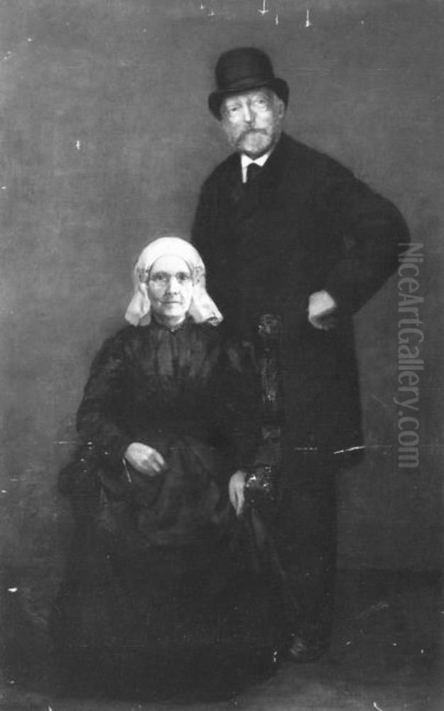 Portrait of Egbert Kuipers (1828-1892) and Jantje Wiegersma (1828-...) Oil Painting by Piet Mondrian