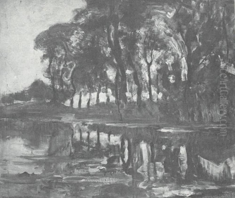 Bend in the Gein with poplars Oil Painting by Piet Mondrian