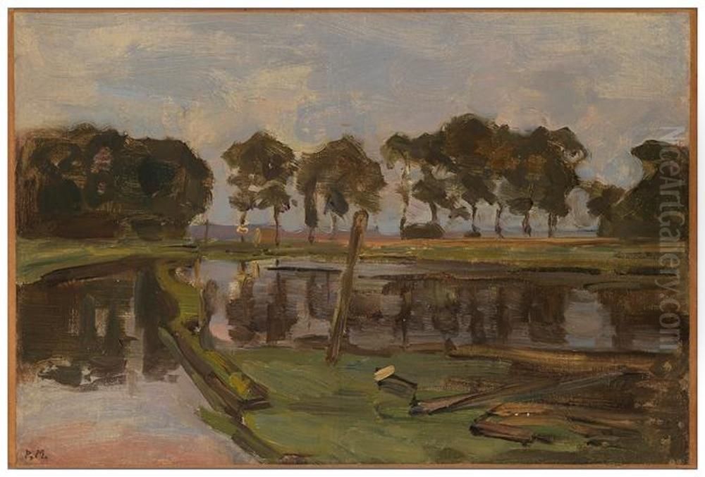 Mooring docks near the Omval Oil Painting by Piet Mondrian