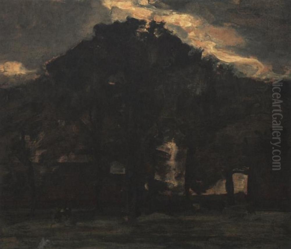 Farmstead under oak trees III Oil Painting by Piet Mondrian