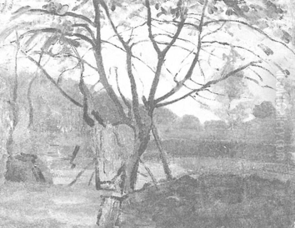 Silhouette of a spreading tree Oil Painting by Piet Mondrian