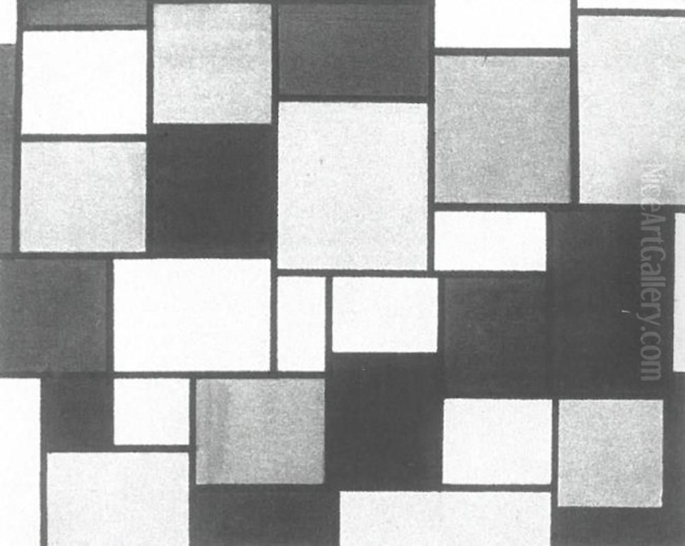 Composition with color planes and gray lines 2 Oil Painting by Piet Mondrian