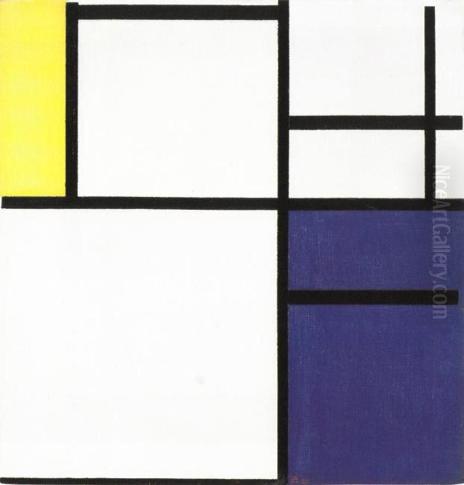 Composition with yellow, blue, and blue-white Oil Painting by Piet Mondrian