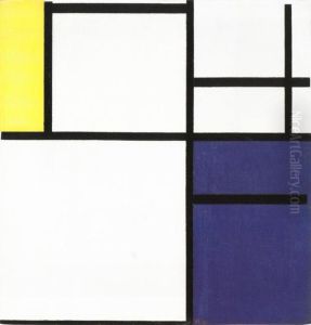 Composition with yellow, blue, and blue-white