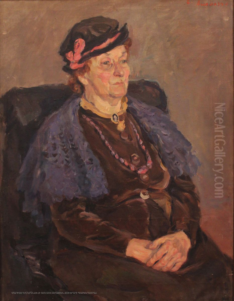 The portrait of the actress V. Marchenko Oil Painting by Eranuhi Aslamazyan