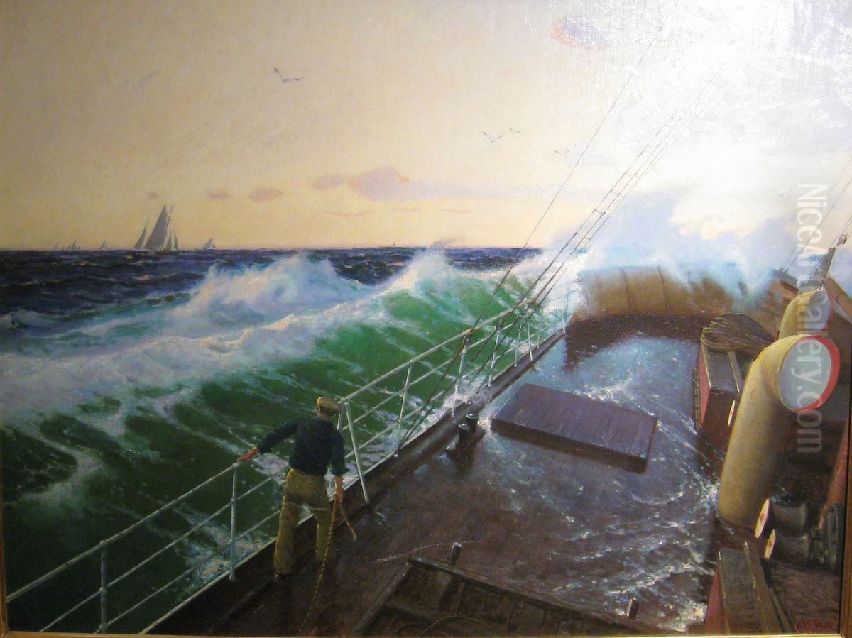 Skip i rom sjo Oil Painting by Carl Wilhelm Bockmann Barth