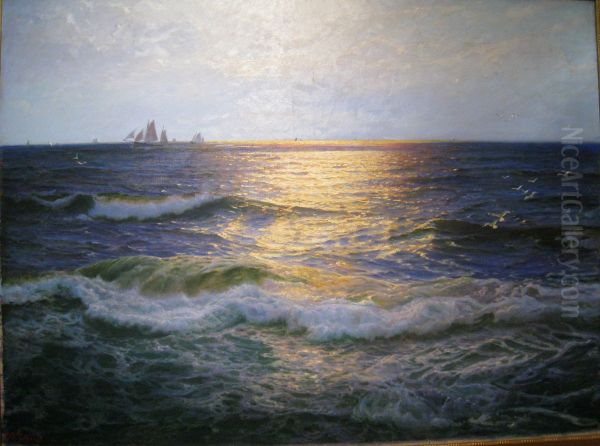 On the horizon - coastal breeze Oil Painting by Carl Wilhelm Bockmann Barth