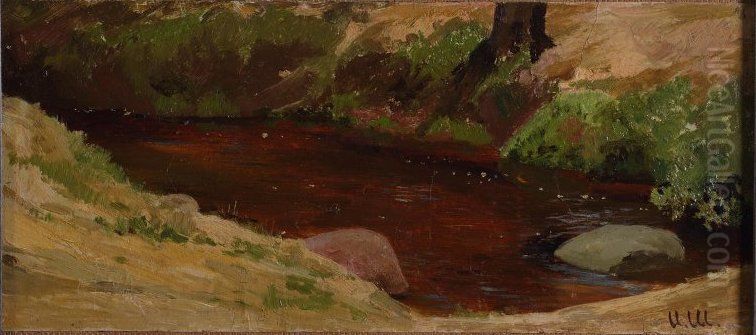 River bank Oil Painting by Ivan Shishkin