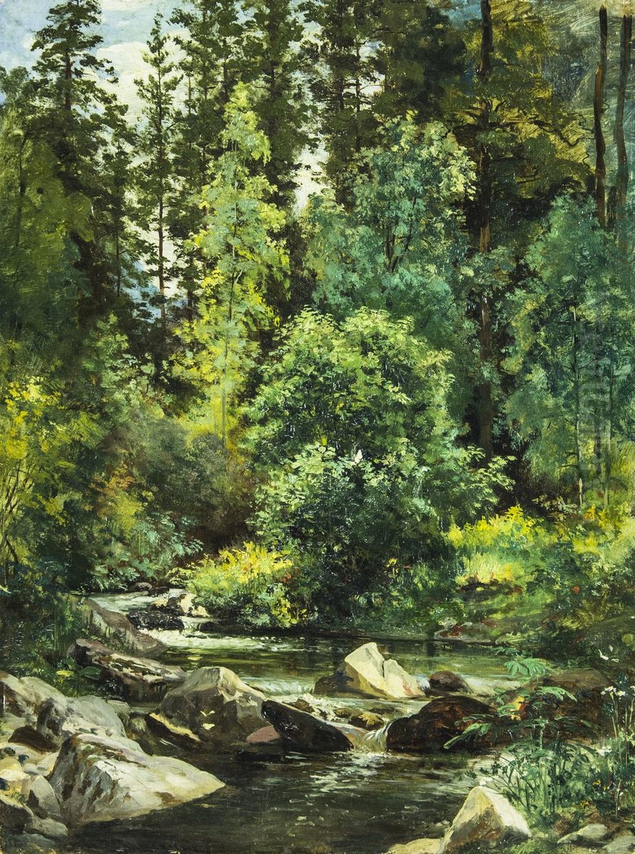 <<Lesnaa recka>> Oil Painting by Ivan Shishkin